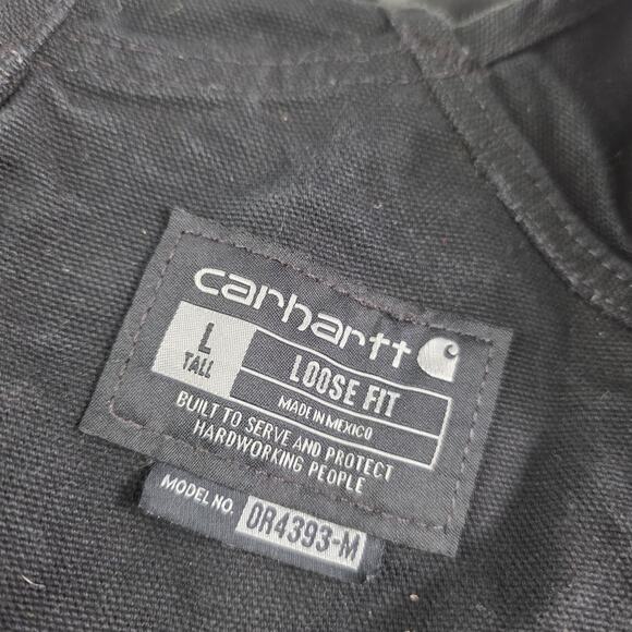 Carhartt Bib Overalls Mens Large Tall Black Insulated Quilt Lined Duck Canvas - Picture 9 of 16